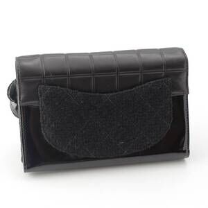 Chanel Shoulder Black Lamb Bag Clutch Bar Camellia Chocolate Chain Leather